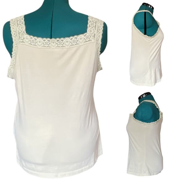 Venezia (Lane Bryant) Lacy Tank Top Plus Size 14/16 Beige - Picture 2 of 12